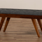 Baxton Studio Alona Mid-Century Modern Medium Grey Fabric Upholstered Wood Dining Bench