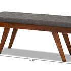 Baxton Studio Alona Mid-Century Modern Medium Grey Fabric Upholstered Wood Dining Bench