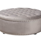 Baxton Studio Iglehart Modern and Contemporary Light Gray Velvet Fabric Upholstered Tufted Cocktail Ottoman