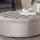 Baxton Studio Iglehart Modern and Contemporary Light Gray Velvet Fabric Upholstered Tufted Cocktail Ottoman