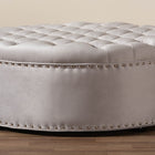 Baxton Studio Iglehart Modern and Contemporary Light Gray Velvet Fabric Upholstered Tufted Cocktail Ottoman