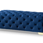 Baxton Studio Avara Glam and Luxe Royal Blue Velvet Fabric Upholstered Gold Finished Button Tufted Bench Ottoman