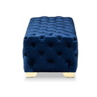 Baxton Studio Avara Glam and Luxe Royal Blue Velvet Fabric Upholstered Gold Finished Button Tufted Bench Ottoman