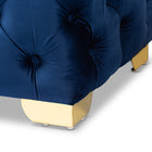 Baxton Studio Avara Glam and Luxe Royal Blue Velvet Fabric Upholstered Gold Finished Button Tufted Bench Ottoman