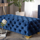 Baxton Studio Avara Glam and Luxe Royal Blue Velvet Fabric Upholstered Gold Finished Button Tufted Bench Ottoman