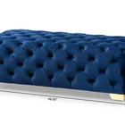 Baxton Studio Avara Glam and Luxe Royal Blue Velvet Fabric Upholstered Gold Finished Button Tufted Bench Ottoman