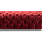 Baxton Studio Avara Glam and Luxe Burgundy Velvet Fabric Upholstered Gold Finished Button Tufted Bench Ottoman