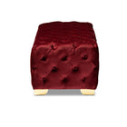Baxton Studio Avara Glam and Luxe Burgundy Velvet Fabric Upholstered Gold Finished Button Tufted Bench Ottoman
