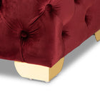 Baxton Studio Avara Glam and Luxe Burgundy Velvet Fabric Upholstered Gold Finished Button Tufted Bench Ottoman