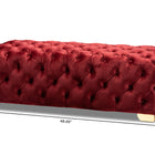 Baxton Studio Avara Glam and Luxe Burgundy Velvet Fabric Upholstered Gold Finished Button Tufted Bench Ottoman