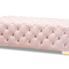 Baxton Studio Avara Glam and Luxe Light Pink Velvet Fabric Upholstered Gold Finished Button Tufted Bench Ottoman