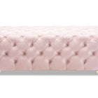 Baxton Studio Avara Glam and Luxe Light Pink Velvet Fabric Upholstered Gold Finished Button Tufted Bench Ottoman