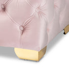 Baxton Studio Avara Glam and Luxe Light Pink Velvet Fabric Upholstered Gold Finished Button Tufted Bench Ottoman