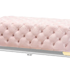 Baxton Studio Avara Glam and Luxe Light Pink Velvet Fabric Upholstered Gold Finished Button Tufted Bench Ottoman