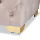 Baxton Studio Avara Glam and Luxe Light Beige Velvet Fabric Upholstered Gold Finished Button Tufted Bench Ottoman