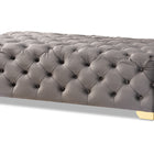 Baxton Studio Avara Glam and Luxe Gray Velvet Fabric Upholstered Gold Finished Button Tufted Bench Ottoman
