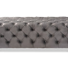 Baxton Studio Avara Glam and Luxe Gray Velvet Fabric Upholstered Gold Finished Button Tufted Bench Ottoman