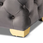 Baxton Studio Avara Glam and Luxe Gray Velvet Fabric Upholstered Gold Finished Button Tufted Bench Ottoman