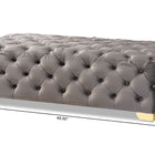 Baxton Studio Avara Glam and Luxe Gray Velvet Fabric Upholstered Gold Finished Button Tufted Bench Ottoman