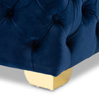 Baxton Studio Avara Glam and Luxe Royal Blue Velvet Fabric Upholstered Gold Finished Button Tufted Ottoman