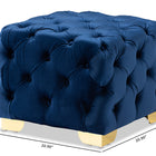 Baxton Studio Avara Glam and Luxe Royal Blue Velvet Fabric Upholstered Gold Finished Button Tufted Ottoman