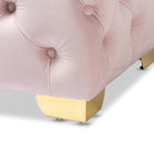 Baxton Studio Avara Glam and Luxe Light Pink Velvet Fabric Upholstered Gold Finished Button Tufted Ottoman