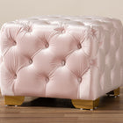 Baxton Studio Avara Glam and Luxe Light Pink Velvet Fabric Upholstered Gold Finished Button Tufted Ottoman
