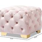 Baxton Studio Avara Glam and Luxe Light Pink Velvet Fabric Upholstered Gold Finished Button Tufted Ottoman