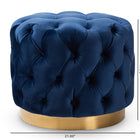 Baxton Studio Valeria Glam Royal Blue Velvet Fabric Upholstered Gold-Finished Button Tufted Ottoman