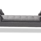 Baxton Studio Perret Modern and Contemporary Gray Linen Fabric Upholstered Oak Brown Finished Wood Bench