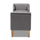 Baxton Studio Perret Modern and Contemporary Gray Linen Fabric Upholstered Oak Brown Finished Wood Bench
