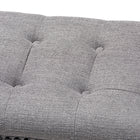 Baxton Studio Perret Modern and Contemporary Gray Linen Fabric Upholstered Oak Brown Finished Wood Bench