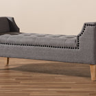 Baxton Studio Perret Modern and Contemporary Gray Linen Fabric Upholstered Oak Brown Finished Wood Bench