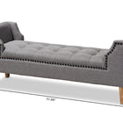 Baxton Studio Perret Modern and Contemporary Gray Linen Fabric Upholstered Oak Brown Finished Wood Bench