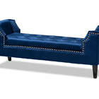 Baxton Studio Perret Modern and Contemporary Royal Blue Velvet Fabric Upholstered Espresso Finished Wood Bench