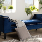 Baxton Studio Perret Modern and Contemporary Royal Blue Velvet Fabric Upholstered Espresso Finished Wood Bench