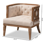 Baxton Studio Esme French Provincial Beige Linen Fabric Upholstered and White-Washed Oak Wood Accent Barrel Chair