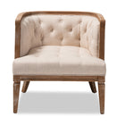Baxton Studio Esme French Provincial Beige Linen Fabric Upholstered and White-Washed Oak Wood Accent Barrel Chair