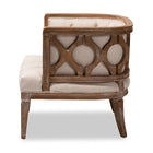 Baxton Studio Esme French Provincial Beige Linen Fabric Upholstered and White-Washed Oak Wood Accent Barrel Chair