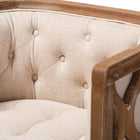 Baxton Studio Esme French Provincial Beige Linen Fabric Upholstered and White-Washed Oak Wood Accent Barrel Chair