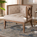 Baxton Studio Esme French Provincial Beige Linen Fabric Upholstered and White-Washed Oak Wood Accent Barrel Chair