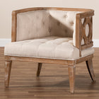 Baxton Studio Esme French Provincial Beige Linen Fabric Upholstered and White-Washed Oak Wood Accent Barrel Chair