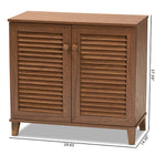 Baxton Studio Coolidge Modern and Contemporary Walnut Finished 4-Shelf Wood Shoe Storage Cabinet