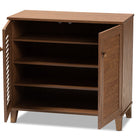 Baxton Studio Coolidge Modern and Contemporary Walnut Finished 4-Shelf Wood Shoe Storage Cabinet