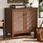 Baxton Studio Coolidge Modern and Contemporary Walnut Finished 4-Shelf Wood Shoe Storage Cabinet
