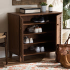 Baxton Studio Coolidge Modern and Contemporary Walnut Finished 4-Shelf Wood Shoe Storage Cabinet