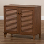 Baxton Studio Coolidge Modern and Contemporary Walnut Finished 4-Shelf Wood Shoe Storage Cabinet