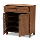 Baxton Studio Coolidge Modern and Contemporary Walnut Finished 4-Shelf Wood Shoe Storage Cabinet with Drawer