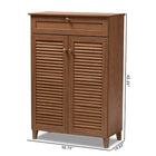 Baxton Studio Coolidge Modern and Contemporary Walnut Finished 5-Shelf Wood Shoe Storage Cabinet with Drawer