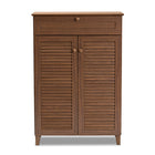 Baxton Studio Coolidge Modern and Contemporary Walnut Finished 5-Shelf Wood Shoe Storage Cabinet with Drawer